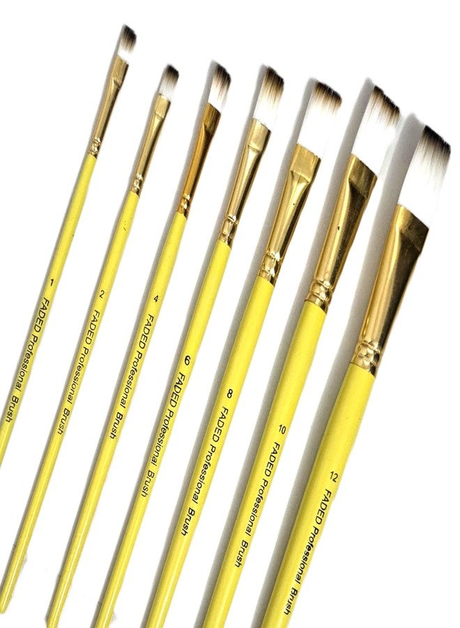 Faded Handmade 7 Piece Professional Paintbrush Set - Synthetic Hair Brushes for Acrylic, Watercolor & Gouache Painting | Artist-Grade Brushes for Canvas, Paper & DIY Art Projects (Flat) - Image 3